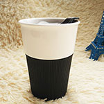 Single-Wall Ceramic Cup with Silicone lid & Band