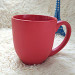 Red wide mouthed matte ceramic coffee cups with logo